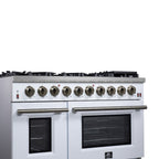 Forno Massimo 48" Freestanding Gas Range All in White with 8 Sealed Burners 107,000 BTU