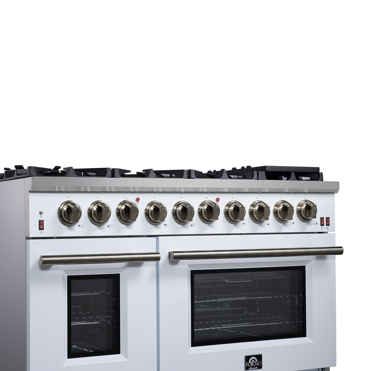 Forno Massimo 48" Freestanding Gas Range All in White with 8 Sealed Burners 107,000 BTU