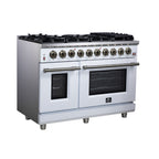 Forno Massimo 48" Freestanding Gas Range All in White with 8 Sealed Burners 107,000 BTU