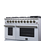 Forno Massimo 48" Freestanding Gas Range All in White with 8 Sealed Burners 107,000 BTU