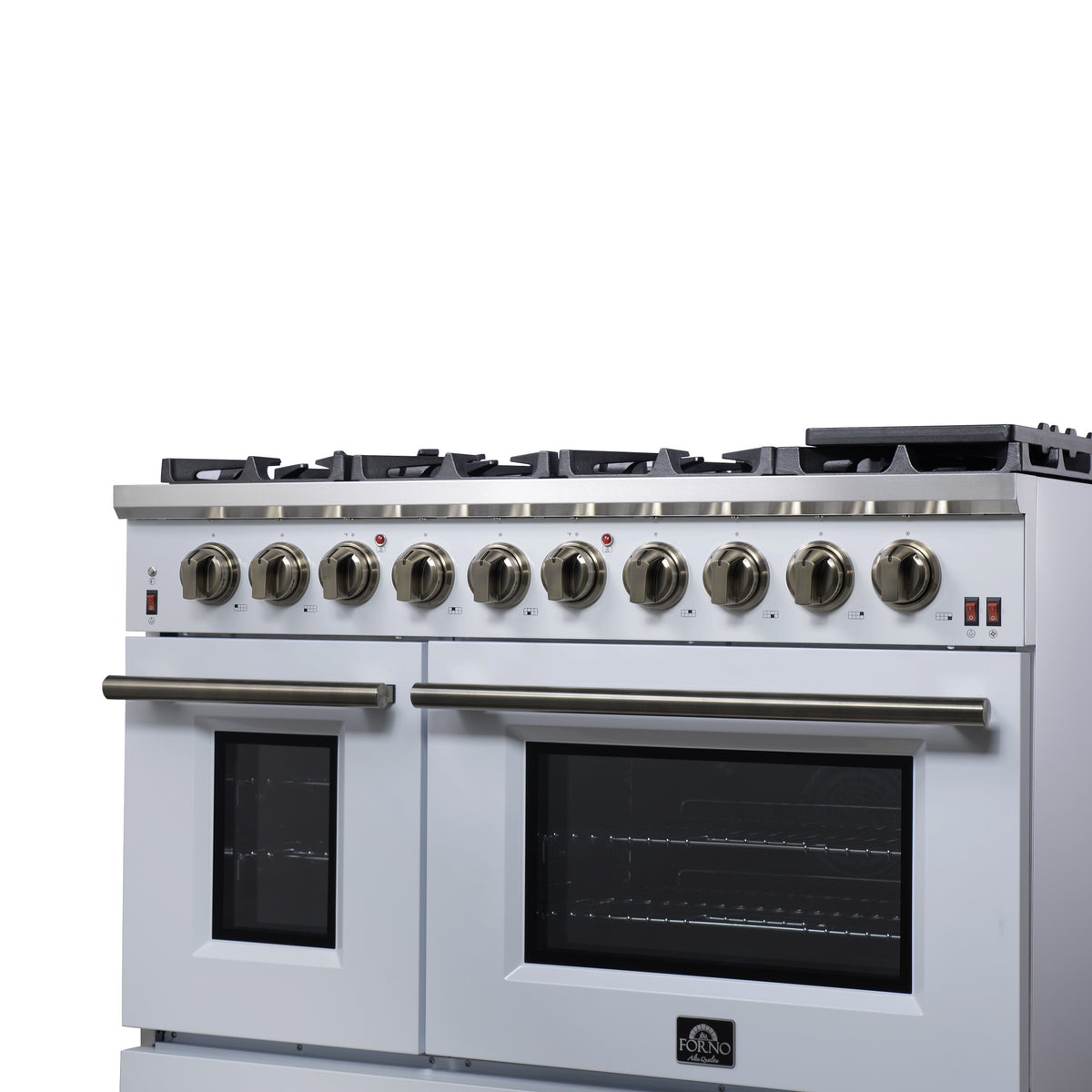 Forno Massimo 48" Freestanding Gas Range All in White with 8 Sealed Burners 107,000 BTU
