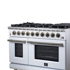 Forno Massimo 48" Freestanding Gas Range All in White with 8 Sealed Burners 107,000 BTU