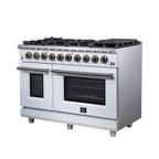 Forno Massimo 48" Freestanding Gas Range All in White with 8 Sealed Burners 107,000 BTU