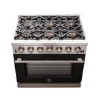 Forno Capriasca 36" Freestanding Gas Range All Stainless Steel, 6 Brass Burners 120,000 BTU, Wok Support