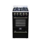Forno Lamazze 20" Freestanding Gas Range in Black with 4 Sealed Burners, 21,200 BTU Cooktop