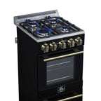 Forno Lamazze 20" Freestanding Gas Range in Black with 4 Sealed Burners, 21,200 BTU Cooktop