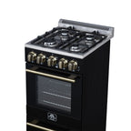 Forno Lamazze 20" Freestanding Gas Range in Black with 4 Sealed Burners, 21,200 BTU Cooktop