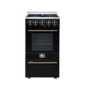Forno Lamazze 20" Freestanding Gas Range in Black with 4 Sealed Burners, 21,200 BTU Cooktop