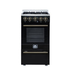 Forno Lamazze 20" Freestanding Gas Range in Black with 4 Sealed Burners, 21,200 BTU Cooktop