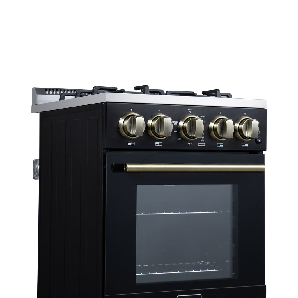 Forno Lamazze 20" Freestanding Gas Range in Black with 4 Sealed Burners, 21,200 BTU Cooktop