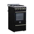Forno Lamazze 20" Freestanding Gas Range in Black with 4 Sealed Burners, 21,200 BTU Cooktop