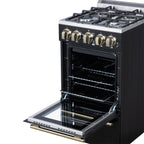 Forno Lamazze 20" Freestanding Gas Range in Black with 4 Sealed Burners, 21,200 BTU Cooktop