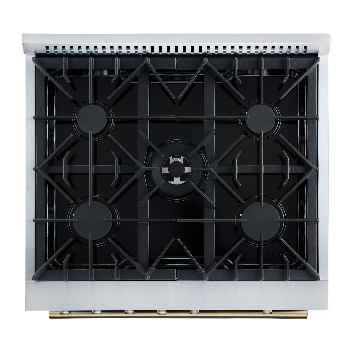Forno Giovanni 30" Freestanding Gas Range White & Antique Brass Design, 5 Sealed Burners 67,000 BTU