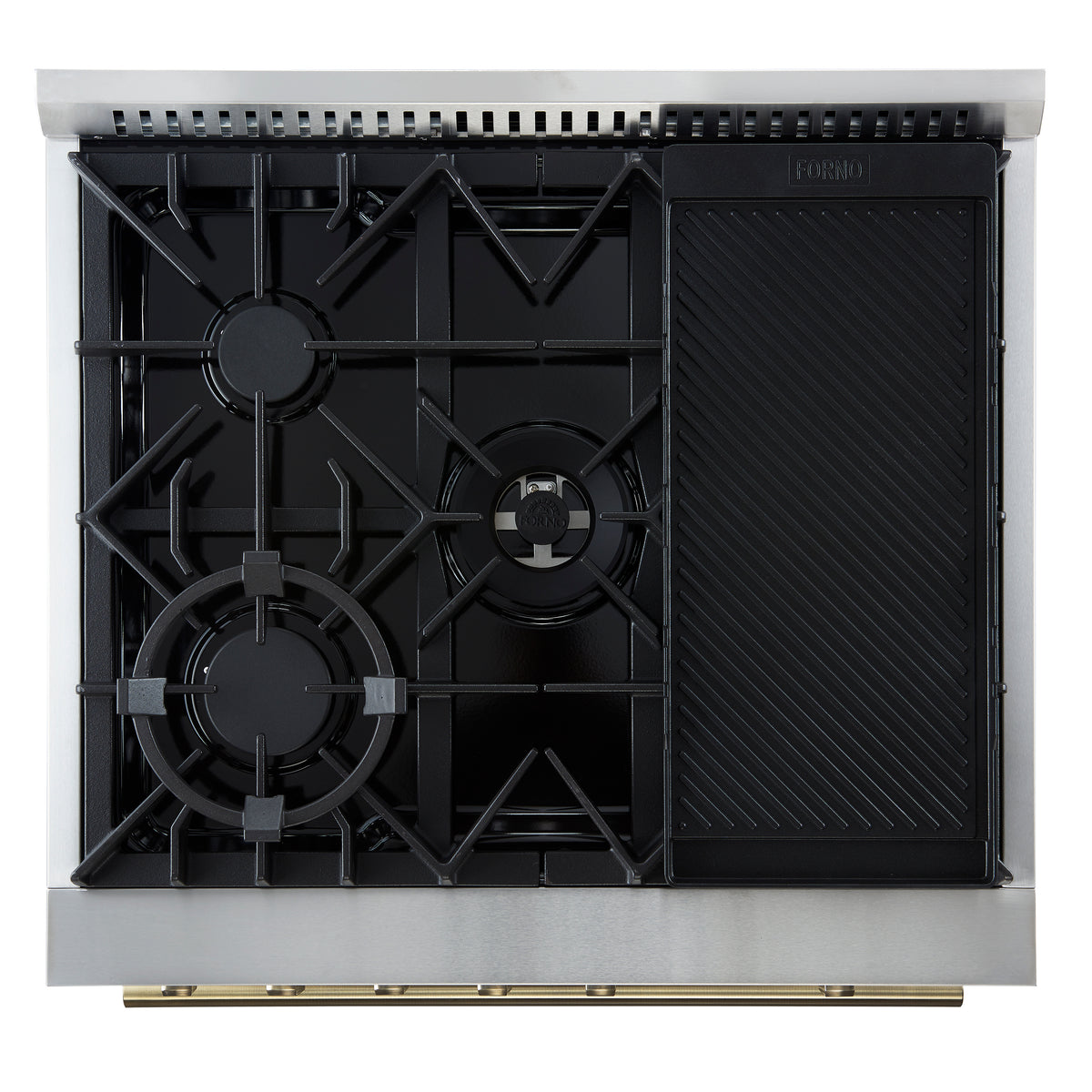 Forno Giovanni 30" Freestanding Gas Range White & Antique Brass Design, 5 Sealed Burners 67,000 BTU