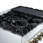 Forno Giovanni 30" Freestanding Gas Range White & Antique Brass Design, 5 Sealed Burners 67,000 BTU