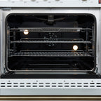 Forno Giovanni 30" Freestanding Gas Range White & Antique Brass Design, 5 Sealed Burners 67,000 BTU