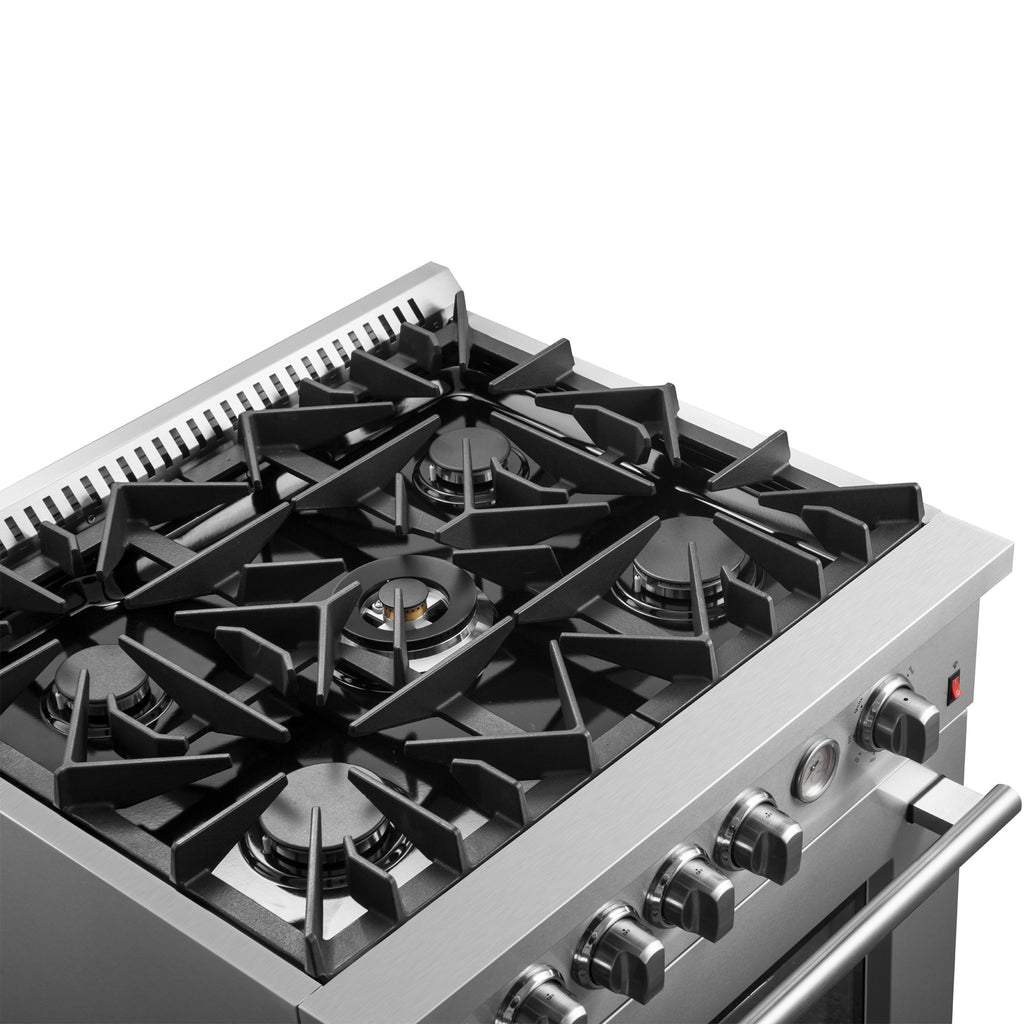 Forno Giovanni 30" Freestanding Gas Range All Stainless Steel, 5 Sealed Burners 67,000 BTU
