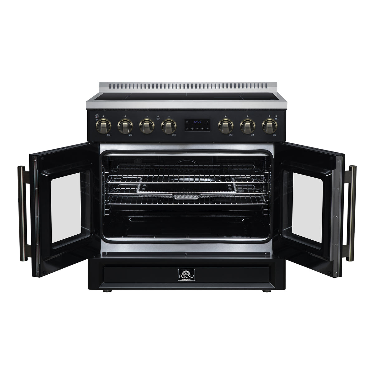Forno Torino French Door 36" Induction Range with Air Fryer, Air Sous Vide & True Convection, Dual Broiler