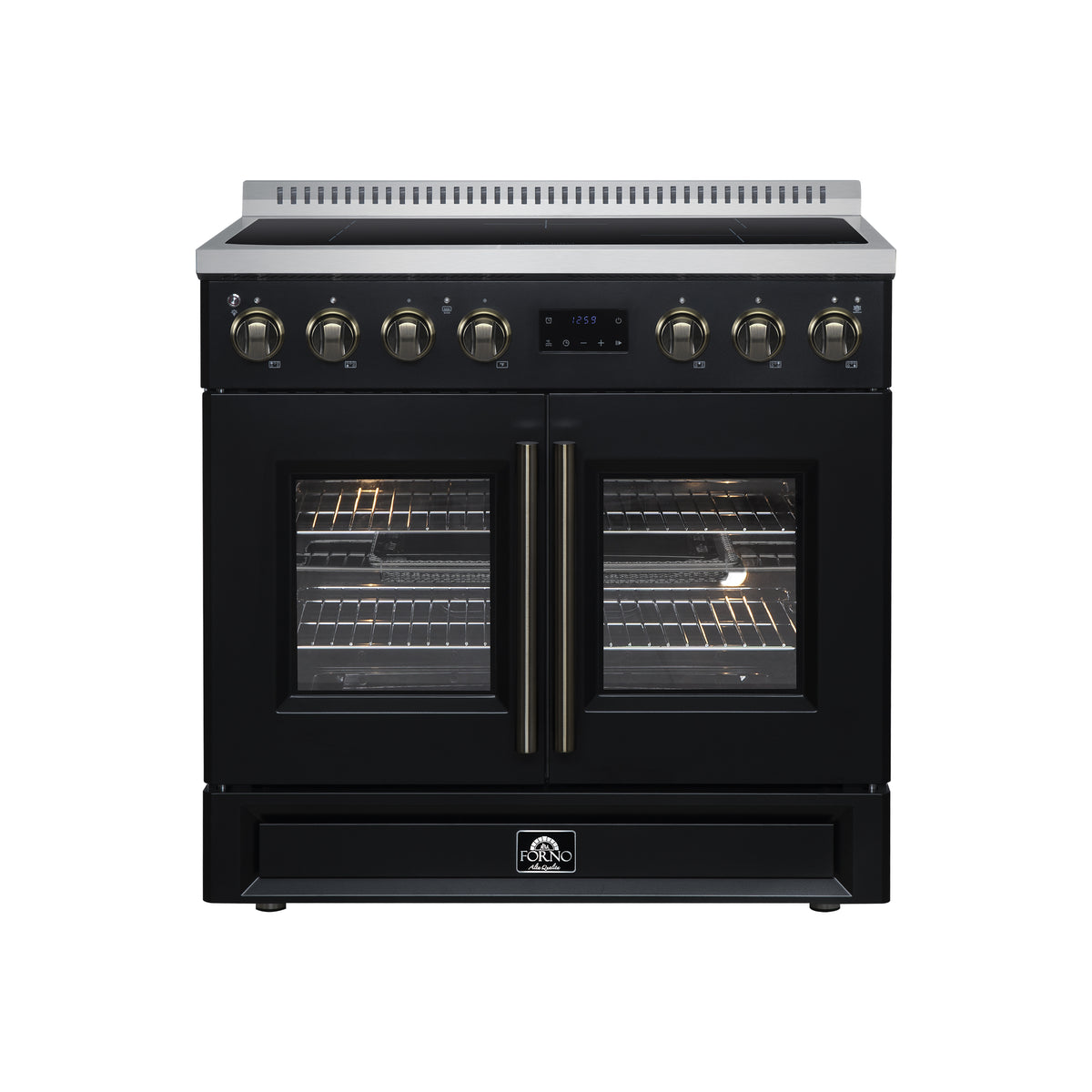Forno Torino French Door 36" Induction Range with Air Fryer, Air Sous Vide & True Convection, Dual Broiler