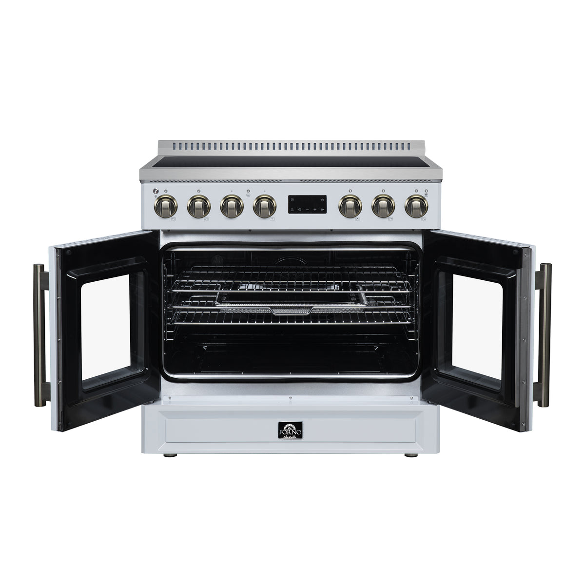Forno Torino French Door 36" Induction Range with Air Fryer, Air Sous Vide & True Convection, Dual Broiler