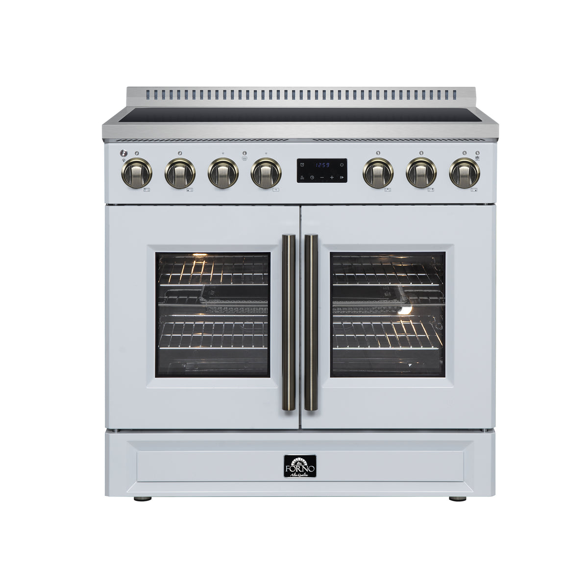Forno Torino French Door 36" Induction Range with Air Fryer, Air Sous Vide & True Convection, Dual Broiler