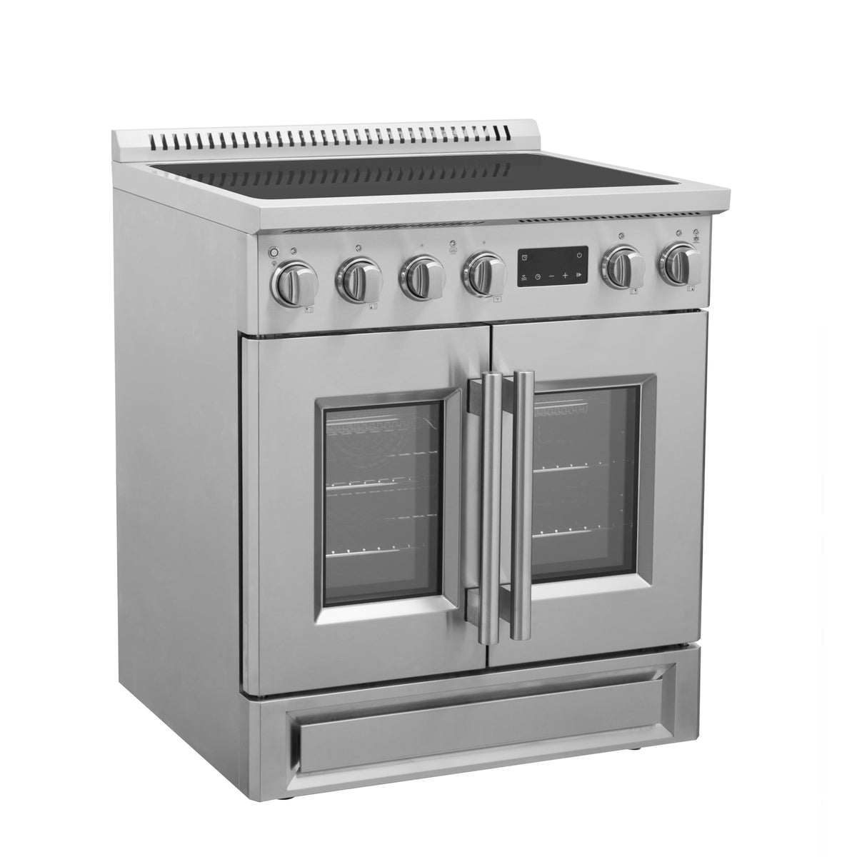 Forno Torino French Door 30" Induction Range with Air Fryer, Air Sous Vide & True Convection, Dual Broiler