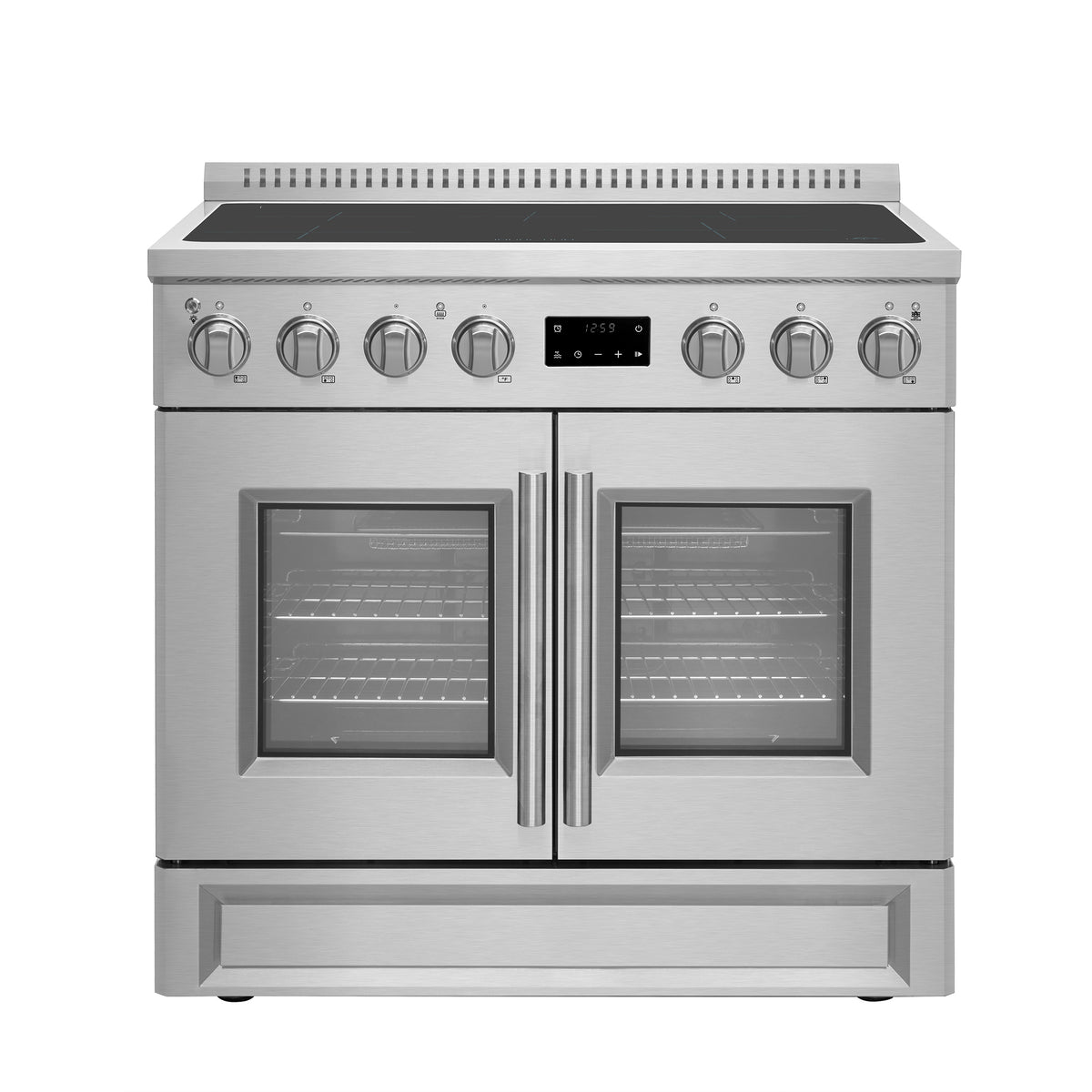 Forno Torino French Door 36" Induction Range with Air Fryer, Air Sous Vide & True Convection, Dual Broiler
