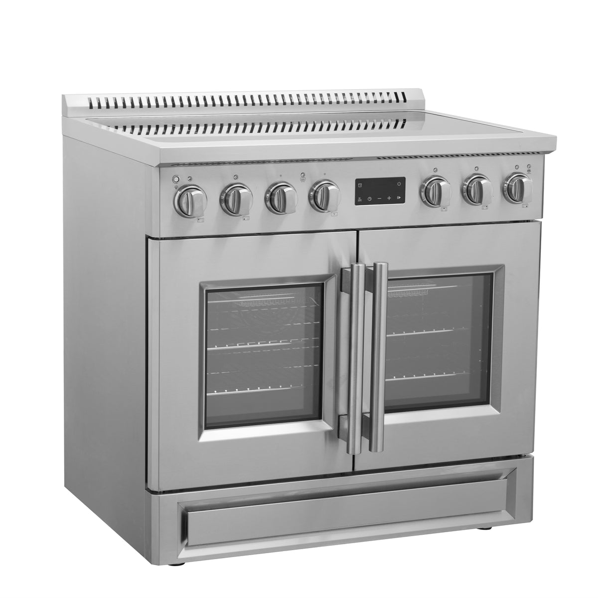 Forno Torino French Door 36" Induction Range with Air Fryer, Air Sous Vide & True Convection, Dual Broiler