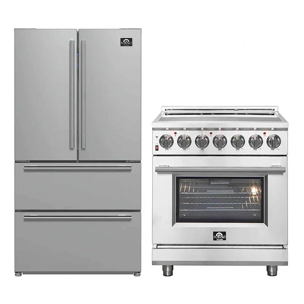 Forno 2-Piece SS Kitchen Bundle - 30" Electric Range and 36" Bottom Freezer Refrigerator