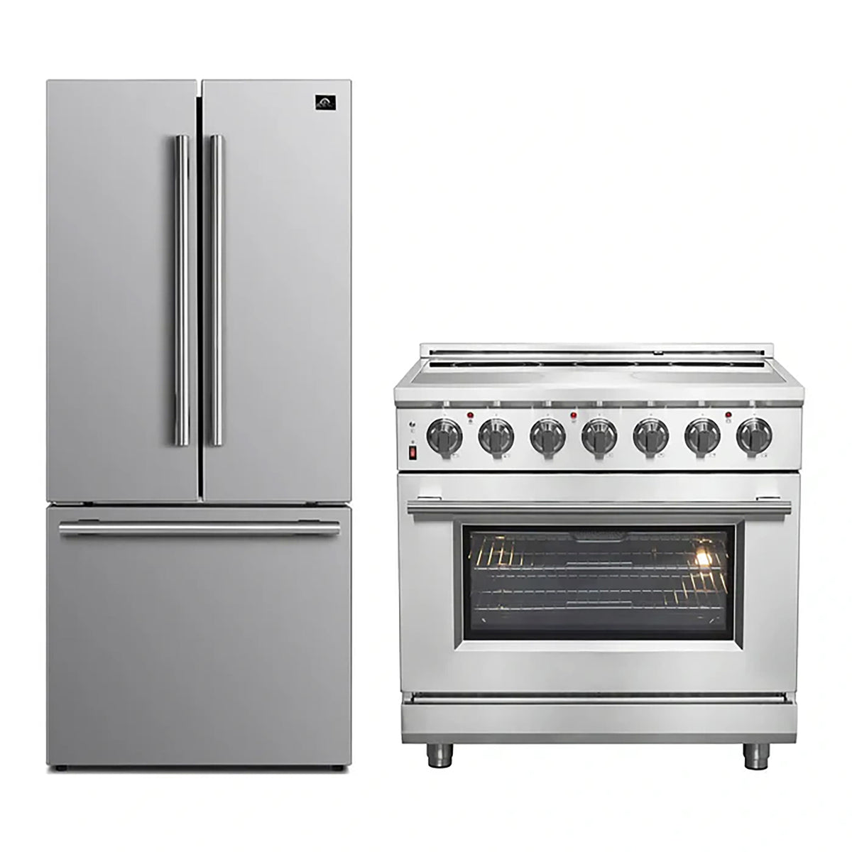 Forno 2-Piece SS Kitchen Bundle - 36" Electric Range and 31" Bottom Freezer Refrigerator