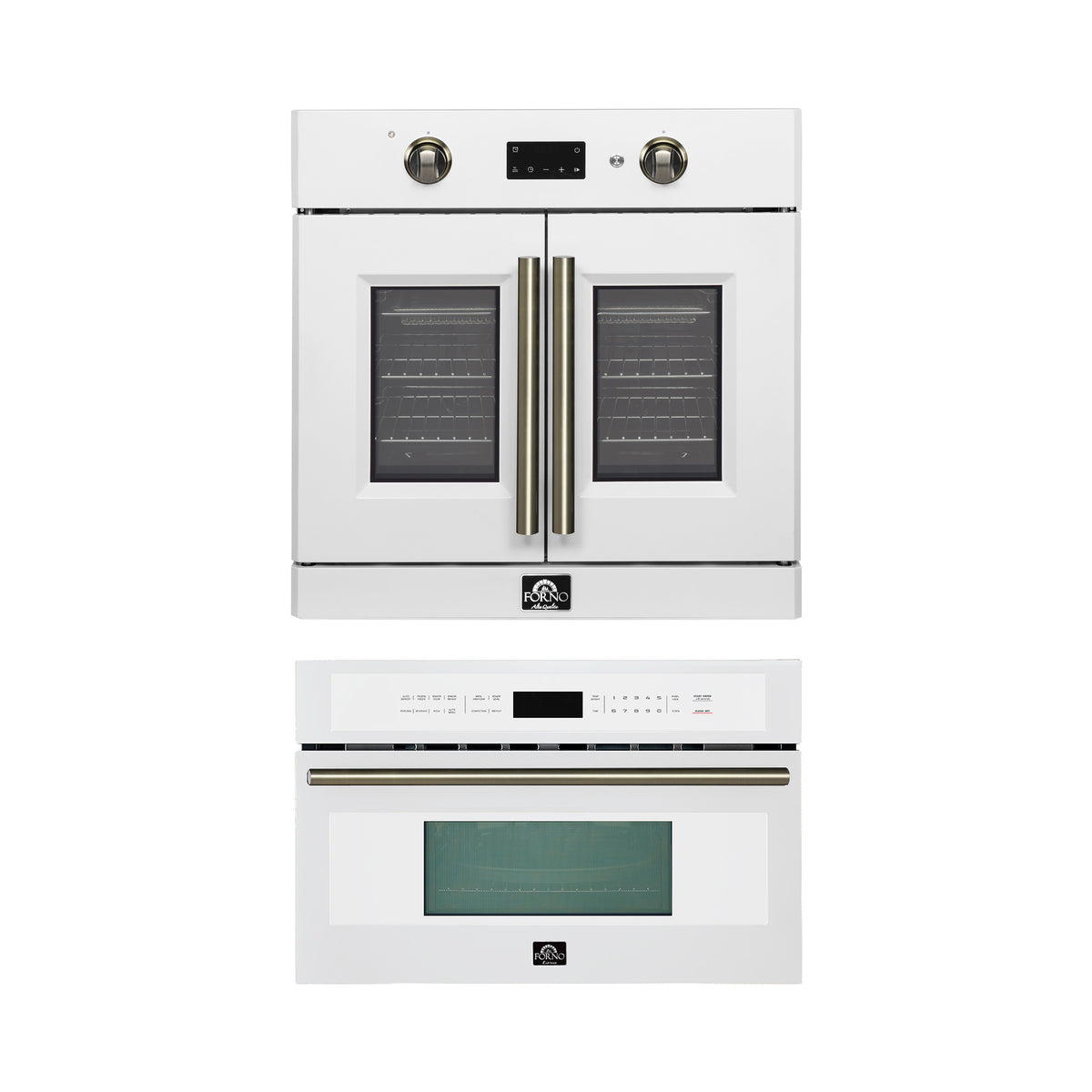 Forno 2-Piece Kitchen Bundle - 30" White Single Wall Oven (1333-30), 30" White Microwave (3093-30)