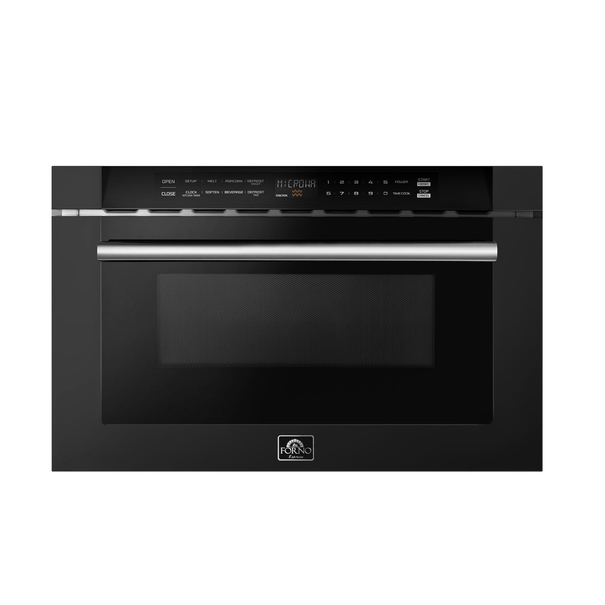 Forno Espresso Capoliveri 24" Microwave Drawer in Black, 1.2 cu.ft., 900 Watt, Defrost Rack