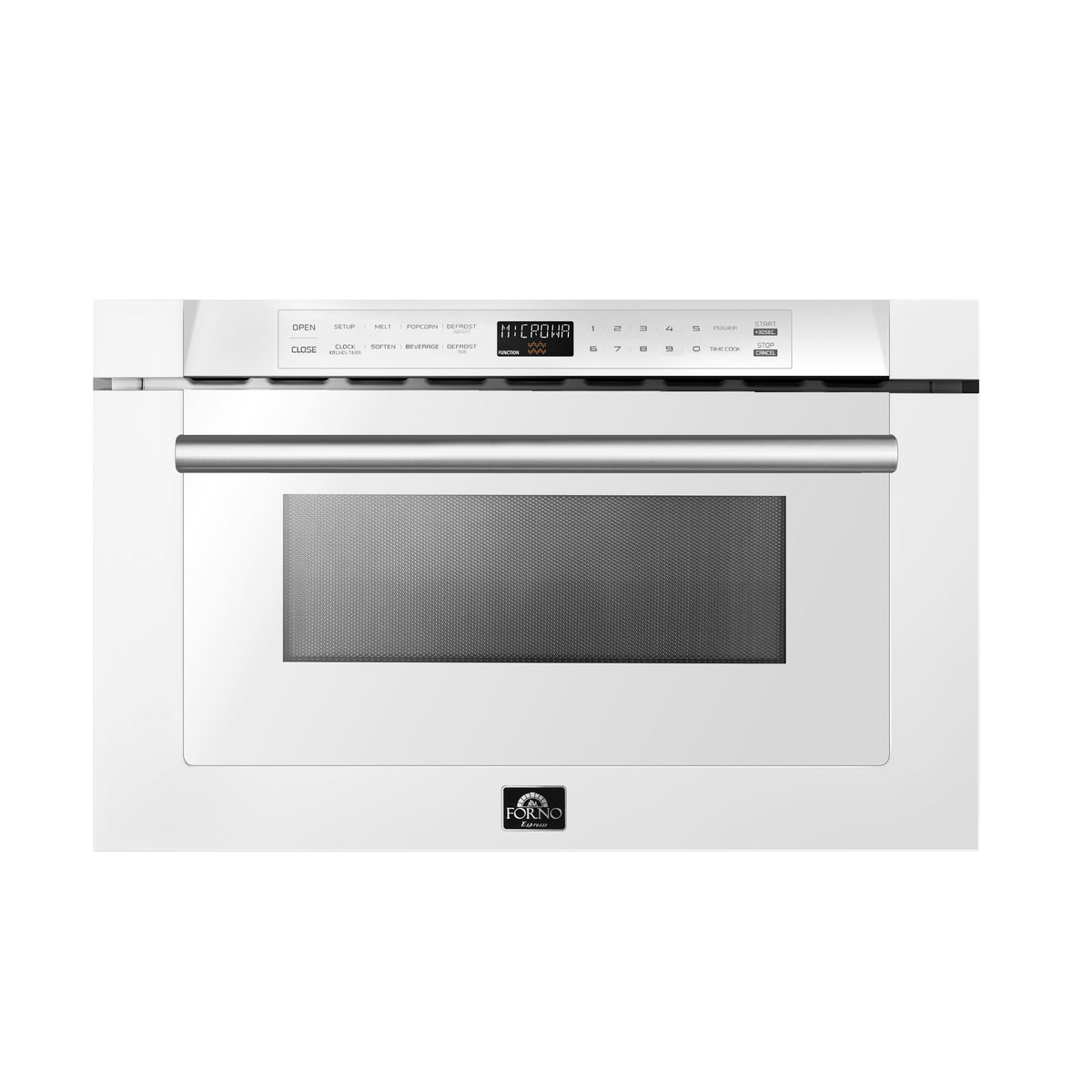 Forno Espresso Capoliveri 24" Microwave Drawer in White, 1.2 cu.ft., 900 Watt, Defrost Rack