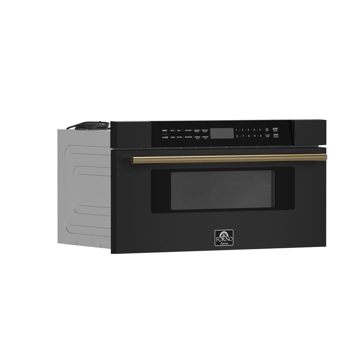 Forno Espresso Capoliveri 30" Microwave Drawer in Black, 1.2 cu.ft., 900 Watt, Defrost Rack