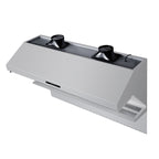 Forno Savona 60" Wall Mount Range Hood offers 1200 CFM ventilation and integrated warming shelf. Baffle filters and backsplash included for