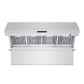 Forno Savona 60" Wall Mount Range Hood offers 1200 CFM ventilation and integrated warming shelf. Baffle filters and backsplash included for