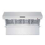 Forno Savona 60" Wall Mount Range Hood offers 1200 CFM ventilation and integrated warming shelf. Baffle filters and backsplash included for