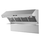 Forno Savona 60" Wall Mount Range Hood offers 1200 CFM ventilation and integrated warming shelf. Baffle filters and backsplash included for