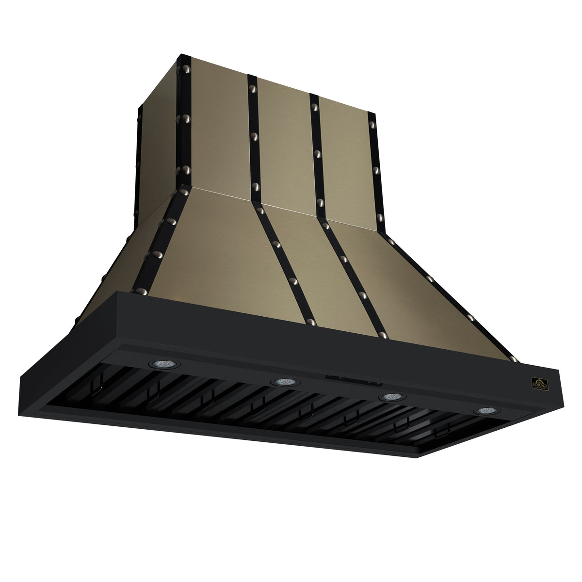 Forno Ambassador 48" Range Hood in Black with 304 CFM, 3 speeds, Dishwasher safe Baffle filters