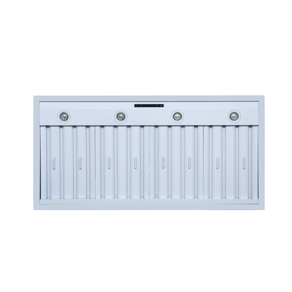 Forno Ambassador 48" Range Hood in White with 304 CFM, 3 speeds, Dishwasher safe Baffle filters