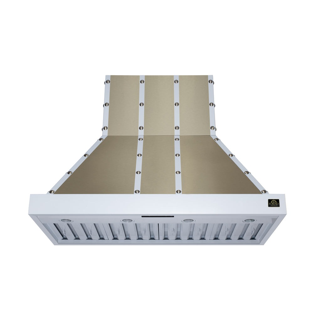 Forno Ambassador 48" Range Hood in White with 304 CFM, 3 speeds, Dishwasher safe Baffle filters