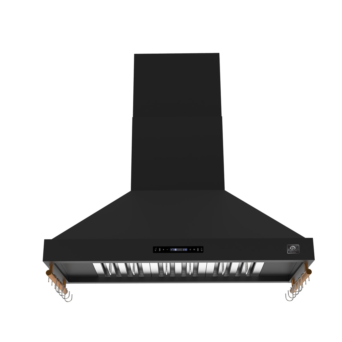 Forno Venezia 48" Wall-Mounted Range Hood in Black with Adjustable Height, Baffle Filters, Touch Controls