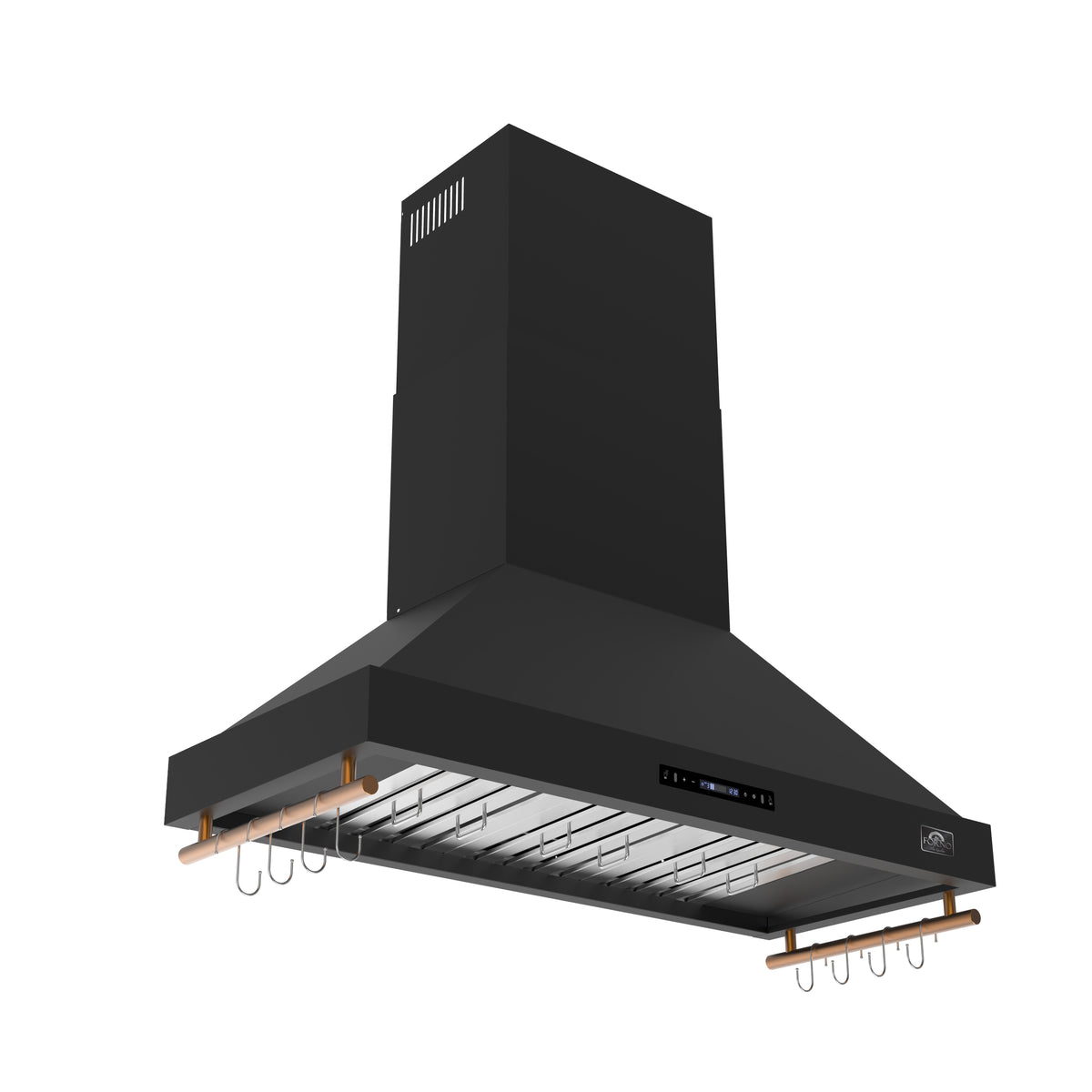 Forno Venezia 48" Wall-Mounted Range Hood in Black with Adjustable Height, Baffle Filters, Touch Controls