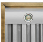 Forno Vittorio 36" Wall Mount Range Hood in Black & Antique Brass Trim