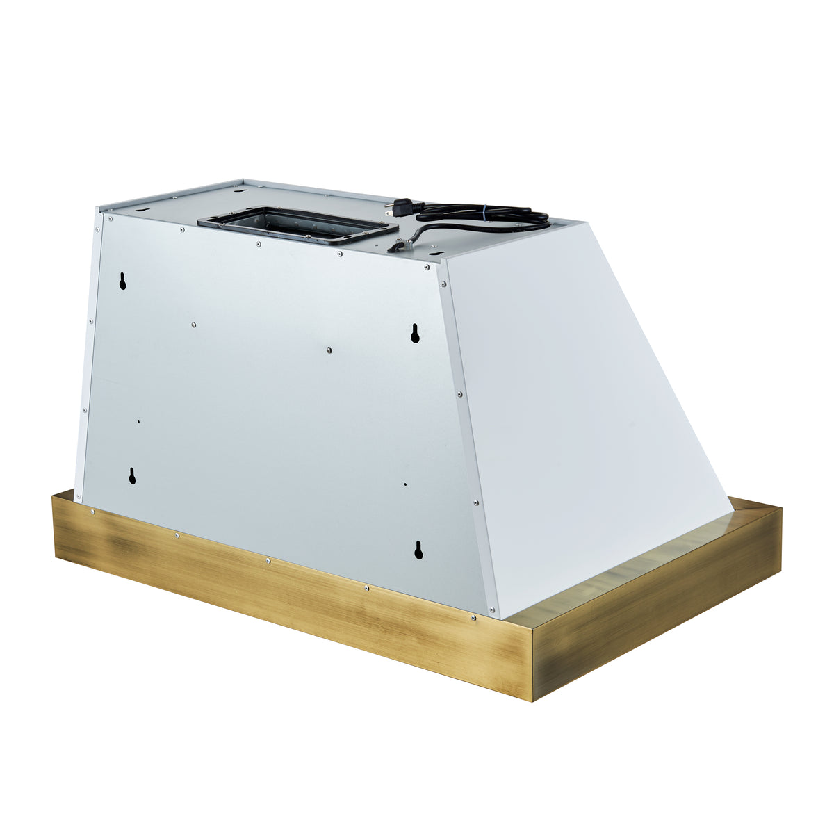 Forno Vittorio 36" Wall Mount Range Hood in Black & Antique Brass Trim