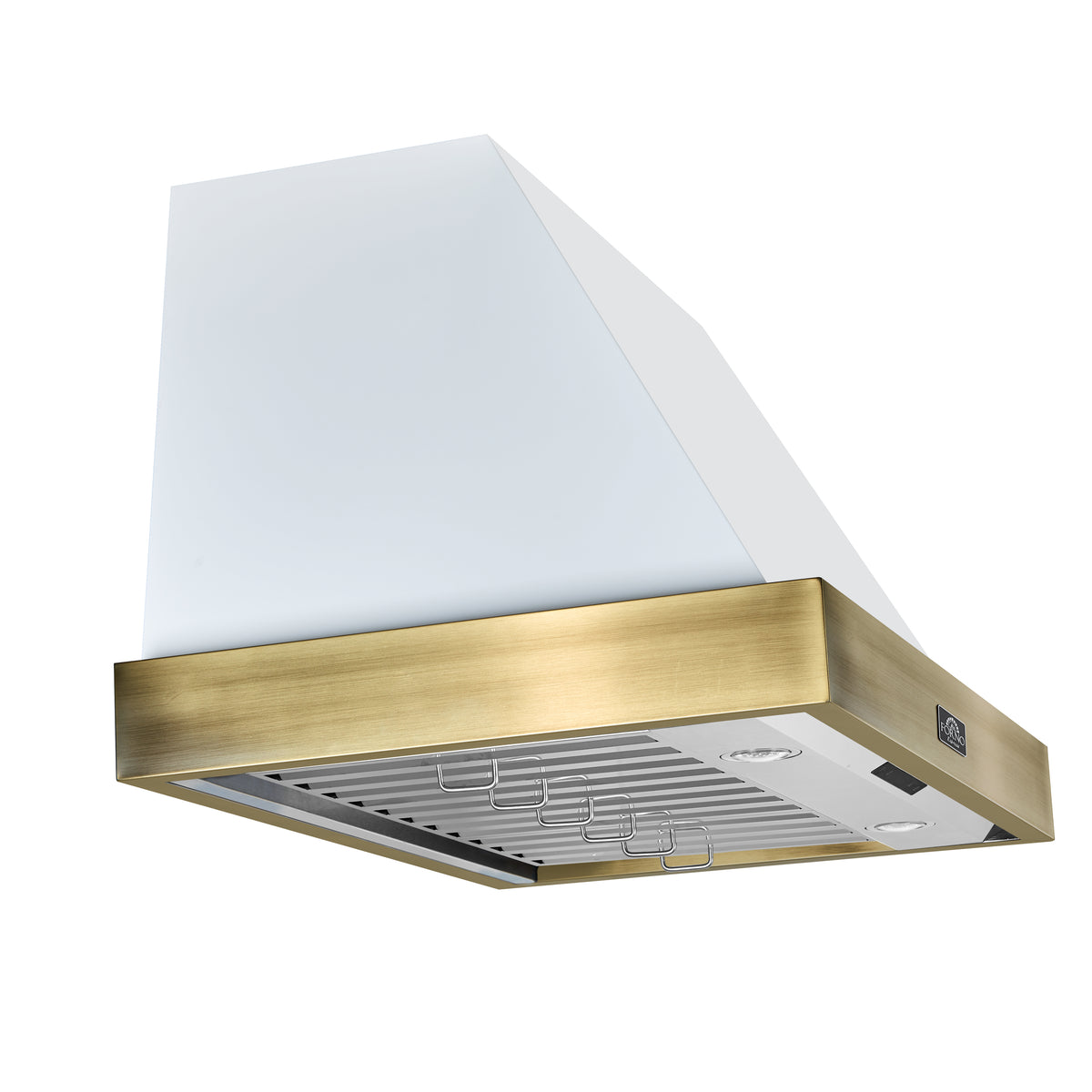 Forno Vittorio 36" Wall Mount Range Hood in Black & Antique Brass Trim