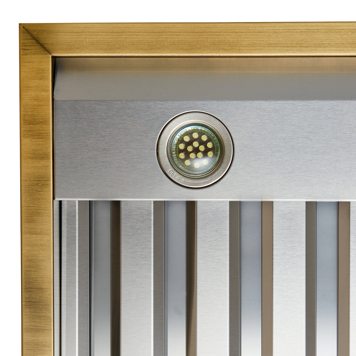 Forno Vittorio 48" Wall Mount Range Hood in Black & Antique Brass Trim