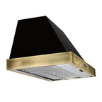 Forno Vittorio 48" Wall Mount Range Hood in Black & Antique Brass Trim