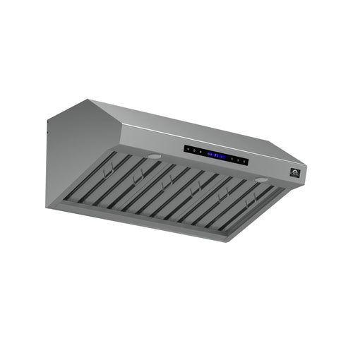 Forno Palazzo 36" Wall Mounted Range Hood, Stainless Steel, Heavy Duty Baffle Filters, Remote Control