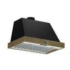 Forno Vittorio 36" Wall Mount Range Hood in Black & Antique Brass Trim
